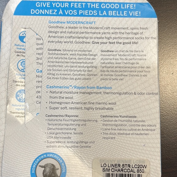 Goodhew Lo liner Stripe merino wool socks 2 pair pack size S/M - Picture 8 of 11